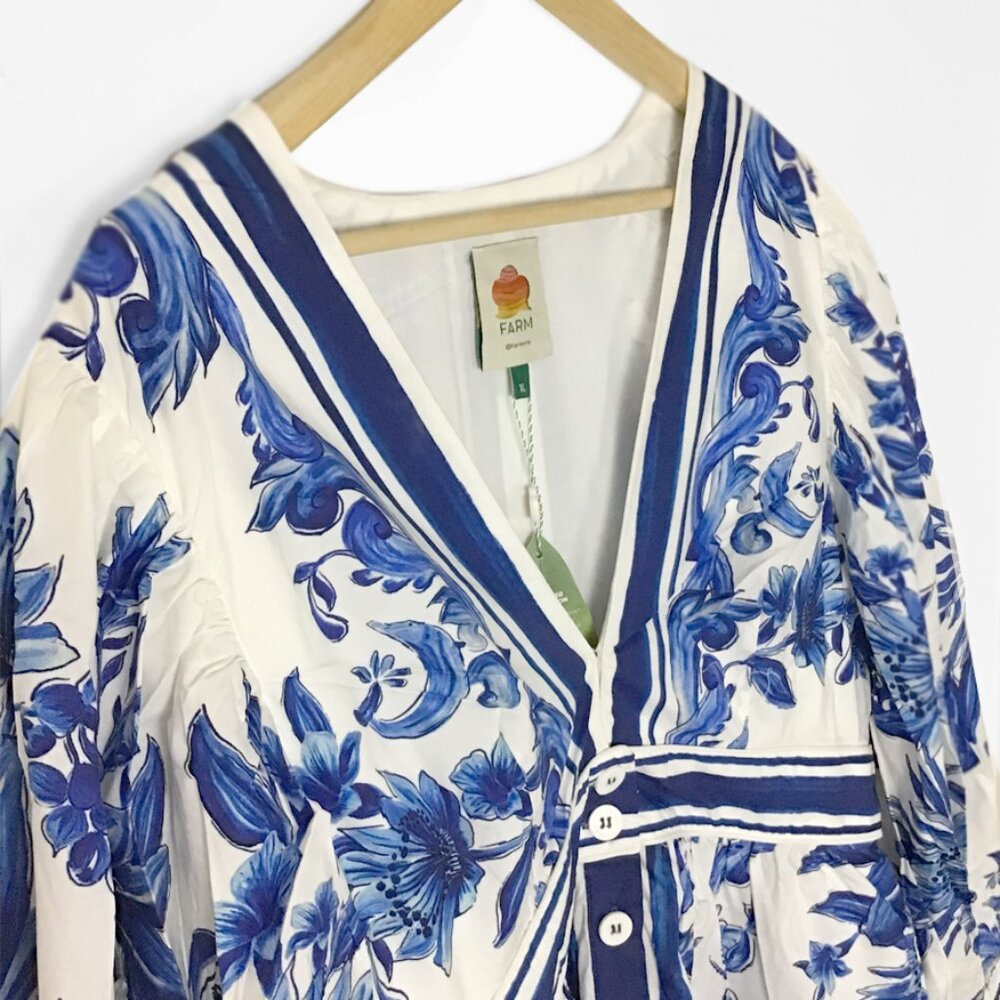 Farm Rio Off-White Garden Tiles Mini Dress - Picture 6 of 16